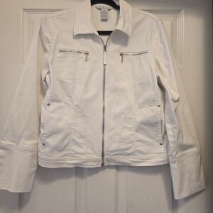 CAbi Women's Ivory Jean Jacket with Zipper